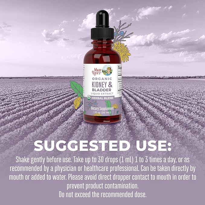 MaryRuth Organics Herbal Supplement Drops | Support Renal & Urinary Systems | Juniper Berry | Cleavers | Dandelion | Hawthorn | Horsetail & Chanca Piedra | Vegan | Non-GMO | 1 Fl Oz