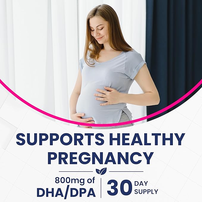 Prenatal DHA Supplements - Vegan 800mg DHA DPA Plant Based Omega 3 - Best for Optimal Mom and Baby Health - Supports Baby Brain and Eye Development Prenatal for Women No Fish Oil