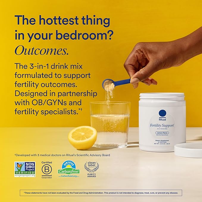 Ritual Fertility Support Supplement 3-in-1 Drink-Mix Formulated to Support Conception Outcomes with Clinically-Studied Ingredients (CoQ10, NAC, Myo-Inositol) and Designed with an OB/GYN. 60 Servings.*