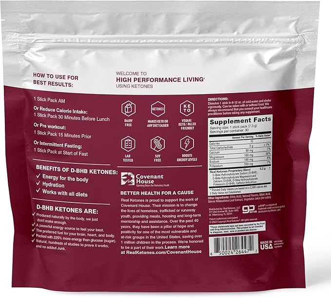Real Ketones BHB Exogenous Ketones Drink Mix Packets Keto Electrolytes Powder Packets No Sugar with 4 Main Fasting Electrolytes Plus Hydrating Patented Keto BHB - 30 Count Mixed Berry Caffeine