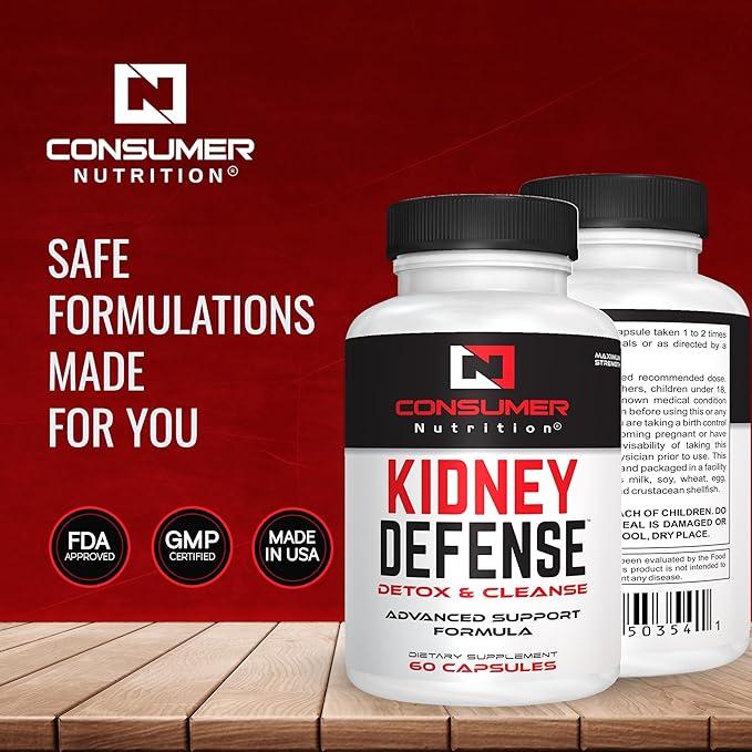 Kidney Support Supplement - Kidney Defense Kidney Detox & Cleanse - with Cranberry Extract, Astragalus Root, & More for Urinary Tract, Kidney and Bladder Support 60 Capsules