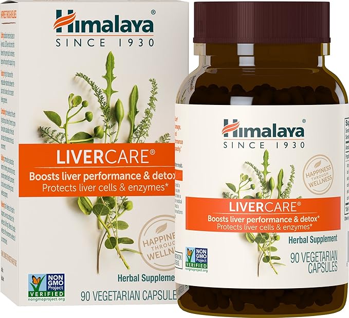 Himalaya LiverCare Herbal Supplement, Liver Cleanse Formula, Liver Support, Bile Production, Eliminates Waste, Cleansing, Vegan, Non-GMO, Herbal Blend Formula, 375 mg, 90 Capsules, 45 Day Supply