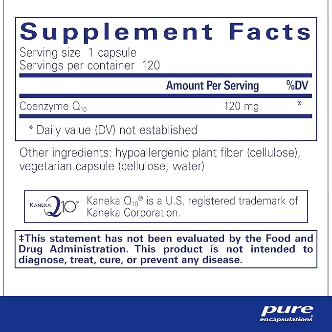 Pure Encapsulations CoQ10 120 mg - Coenzyme Q10 Supplement for Heart Health, Energy, Antioxidants, Brain & Memory Health - Cellular Health, Cognition & Cardiovascular Support* - 120 Capsules