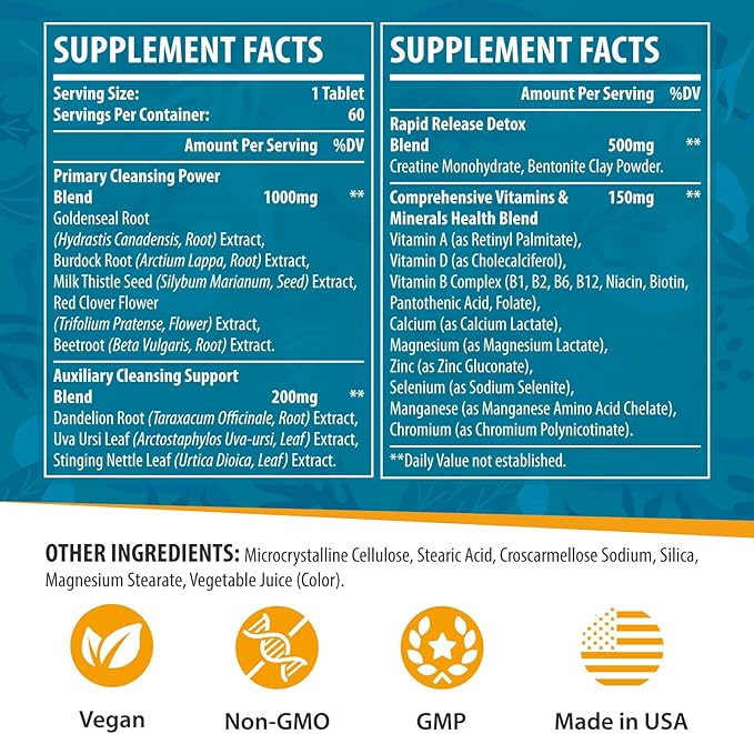 Liver Kidney Cleanse Detox & Repair, Milk Thistle Supplement, Natural Herbal Formula,Body Detox for Women & Men, Toxin Flush Max Absorption Liver Cleanser,Digestion Balance & Mood,120 Chewable Tablets