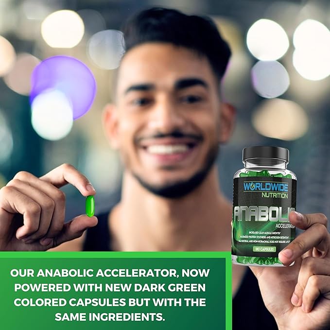 Worldwide Nutrition Anabolic Accelerator Vitamin Supplement - Ignite Your Growth, Strength & Energy Journey - Muscle Builder & Cortisol Blocker for Men - 180 Count Supplements for Men