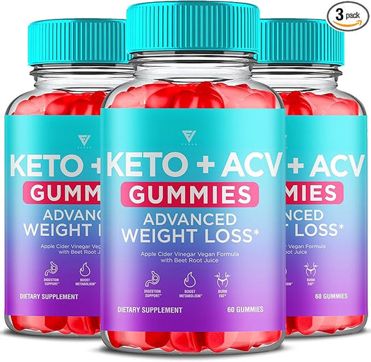 (3 Pack) Keto ACV Gummies Advanced Weight Loss, ACV Keto Gummies for Weight Loss Women Men Keto + 1000MG Apple Cider Vinegar Advanced Fat Burn Dietary Support Gummy Supplement Formula (180 Gummies)