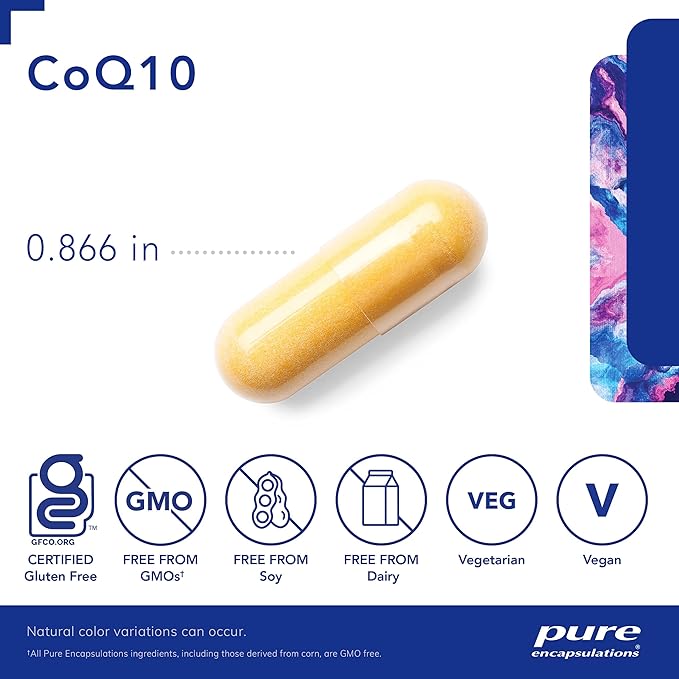 Pure Encapsulations CoQ10 120 mg - Coenzyme Q10 Supplement for Heart Health, Energy, Antioxidants, Brain & Memory Health - Cellular Health, Cognition & Cardiovascular Support* - 1-Month Supply