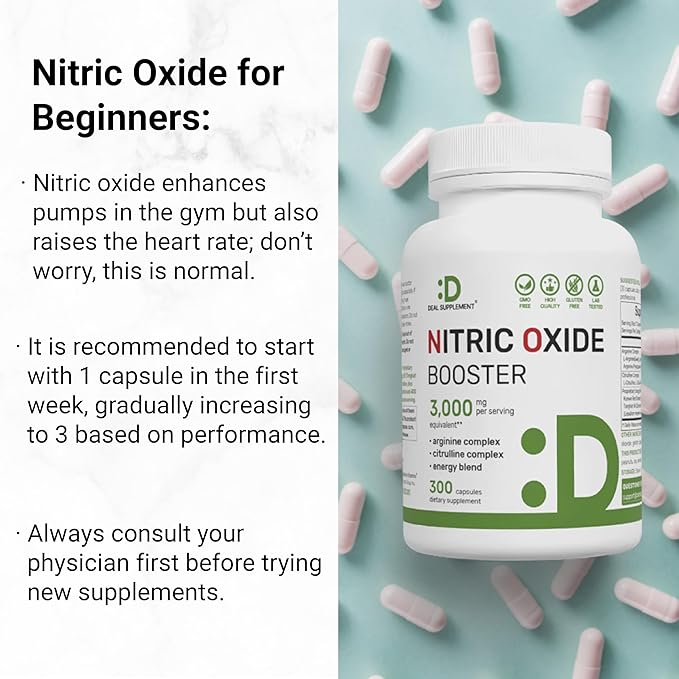 Nitric Oxide Booster 3,000mg Per Serving, 300 Capsules – 12 in 1 Nitric Oxide Supplement – Arginine & Citrulline Complex with Energy Blend – Marshmallow Root – Promotes Nutrient Flow to Muscles &Heart