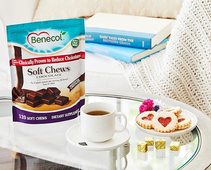 Benecol® Soft Chews - Made with Clinically Proven Cholesterol-Lowering Plant Stanols - Cholesterol Management Supplement (120 Chocolate Chews)