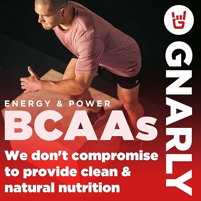 Gnarly Nutrition BCAA Powder - Pre-Workout BCAAS Amino Acids, NSF Contents Certified, Supplement to Support and Rebuild Muscle - Fruit Punch, Caffeine (10.58oz)