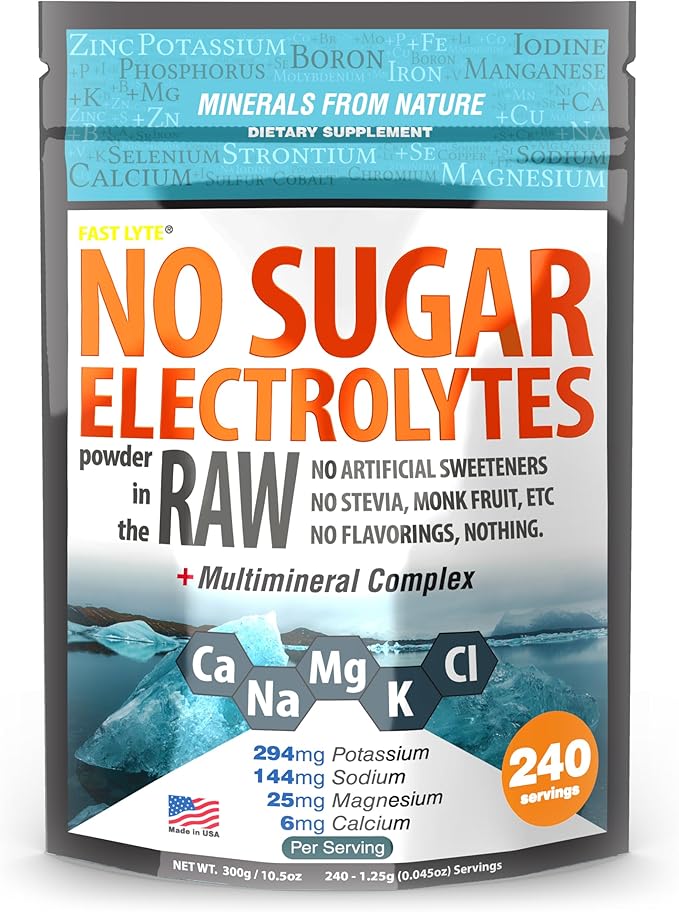 No Sugar Electrolytes Powder in The Raw | Mix in Coffee, Soup, Juice, Water, Smoothies, Broth, Anything | No Sweeteners or Flavorings | Keto & Sugar Free | Non-GMO & Vegan