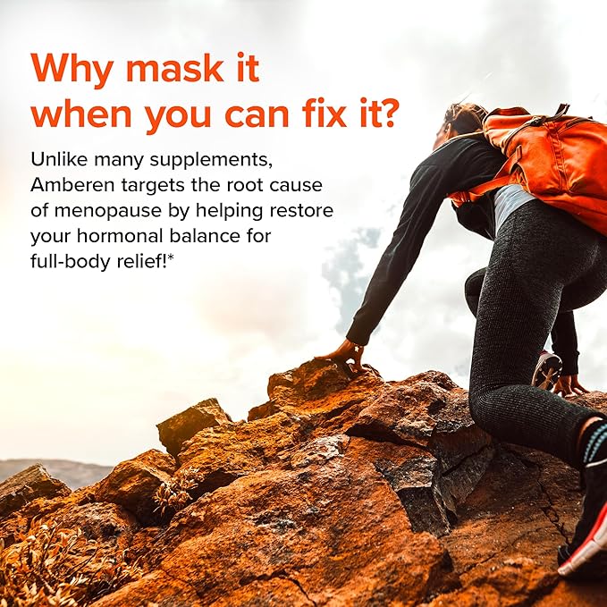 Amberen Menopause Supplements for Women, Multi-Symptom Relief, Vitamin E & Unique Amberen Compound, Helps Support Hormone Balance, Hot Flashes & Night Sweats, Sugar Free, Orange Flavor, 60 Gummies