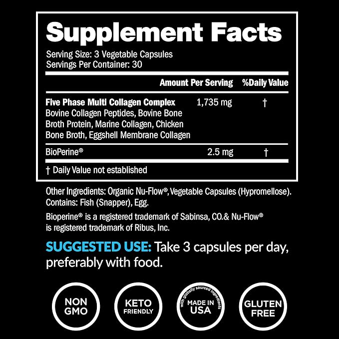 Multi Collagen Pills for Women - Collagen Supplements Fast Absorption Collagen for Women & Men - Collagen Protein Type I II III V & X - Hydrolyzed Collagen Peptides for Hair, Skin & Nails - 90 Caps