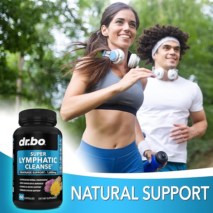 Lymphatic Drainage Supplements Pills - Lymphatic Support Total Herbal Cleanse Products with Echinacea, Ginger, Dandelion, Red Root & Red Clover Supplement - Lymph Node Detox Lymphatic System Drainage