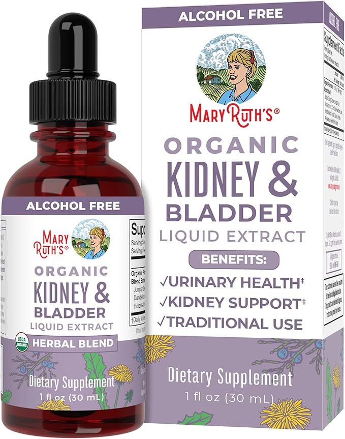 MaryRuth Organics Herbal Supplement Drops | Support Renal & Urinary Systems | Juniper Berry | Cleavers | Dandelion | Hawthorn | Horsetail & Chanca Piedra | Vegan | Non-GMO | 1 Fl Oz
