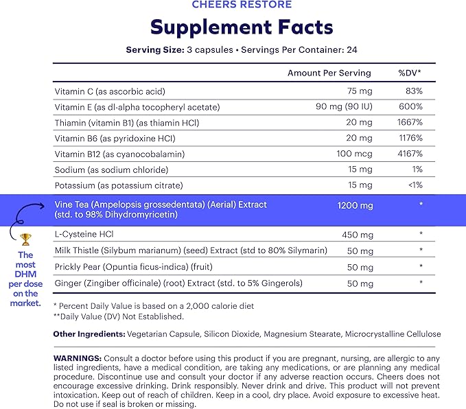 Cheers Classic Combo | Restore + Hydrate | Rehydrate & Feel Better After Drinking | DHM, L-Cysteine, B-Vitamins, Electrolytes | 12 Doses Each | Liver Support | Electrolyte Supplements
