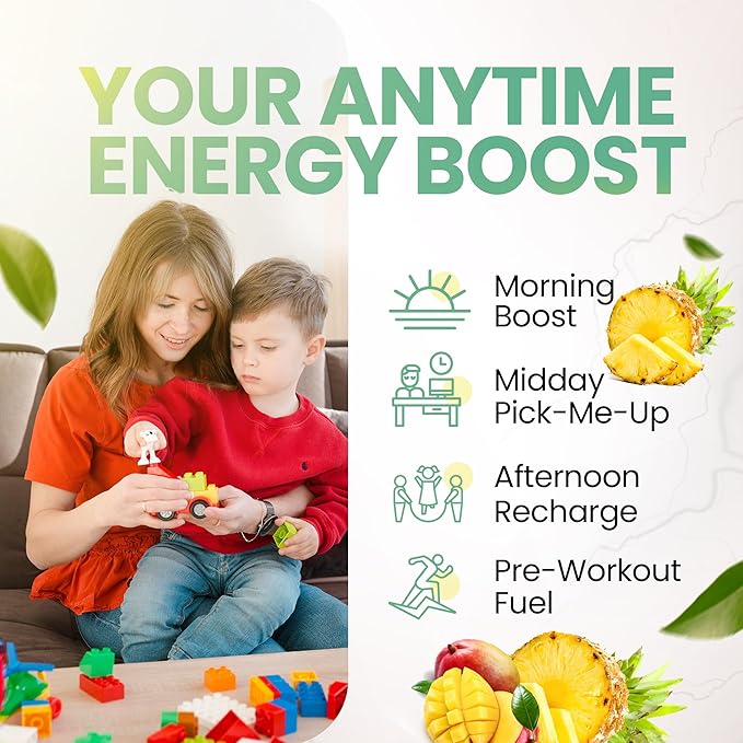 Energy Drink Powder - Energy Boost Drink Mix - Sugar-Free Energy with Antioxidants - Morning Kickstart and Sports Nutrition Endurance Product - 30 Servings, 8 Ounces (Tropical Fusion)