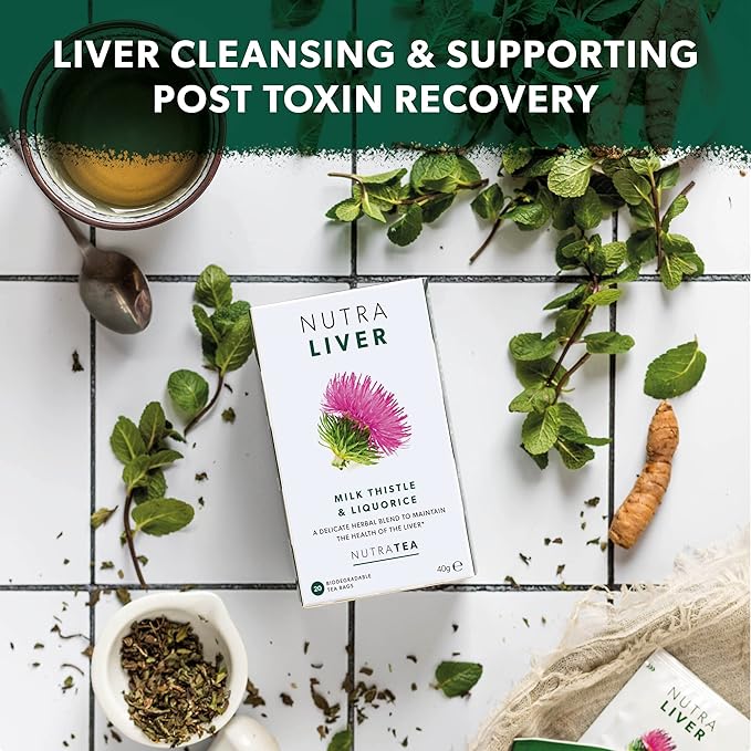 NUTRALIVER - Liver Detox Tea | Liver Cleanse Tea – For Liver Cleansing and Liver Support – Includes Milk Thistle, Turmeric & Fennel - 60 Enveloped Tea Bags - by Nutra Tea - Herbal Tea - (3 Pack)