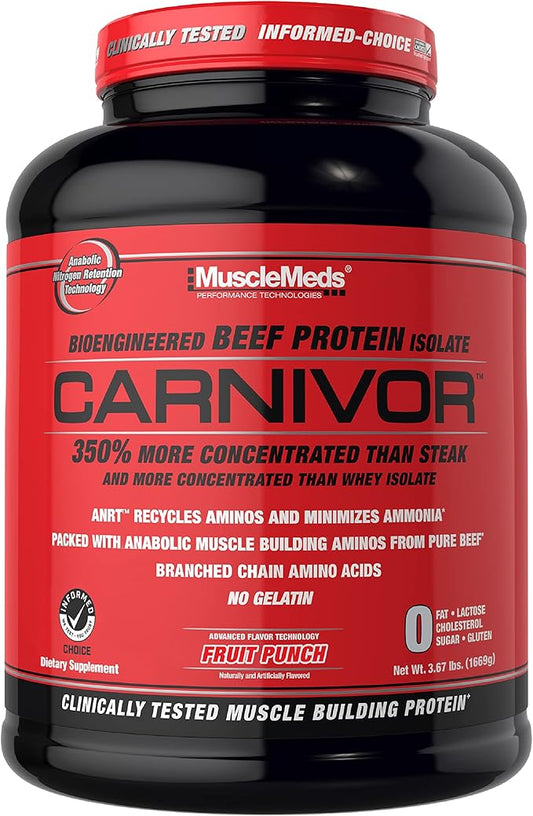 MuscleMeds Carnivor Beef Protein Isolate Powder, Fruit Punch, 4 lb