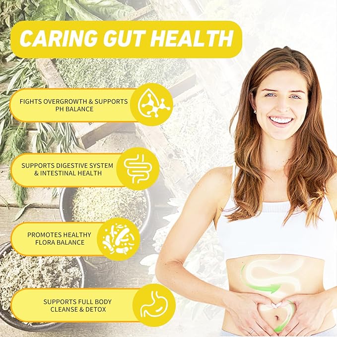 Airboy Candida Cleanse,Gut Colon Cleanse Detox for Women & Men,Candida Support with Oregano Leaf, Caprylic Acid，Wormwood, Black Walnut-60 Counts