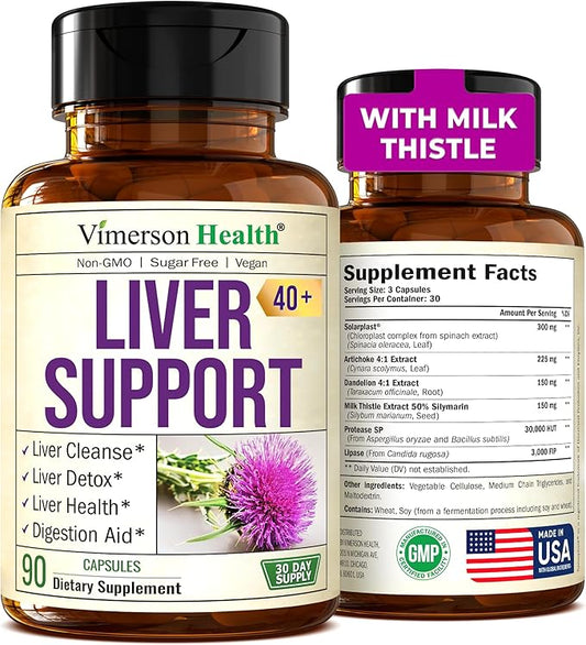 Liver Cleanse Detox & Repair Milk Thistle Supplement. Liver Support with Digestive Enzymes, Artichoke Extract, Dandelion Root Supplement. Milk Thistle Liver Detox & Liver Cleanse. 90 Liver Health Caps