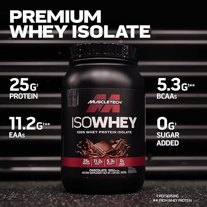 MuscleTech | IsoWhey | Whey Protein Isolate Powder| Muscle Builder for Men & Women | Post Workout Recovery Supplement | Chocolate | 5 lbs | 72 Servings