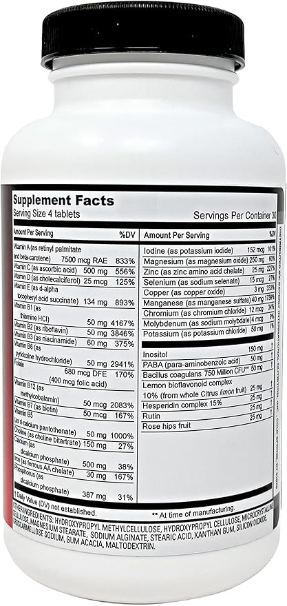 Beverly International Fit Tabs Daily Multi-Vitamin/Mineral with Iron Peptonate,120 Tablets. (30 Servings) Notice The Difference. Don’t Miss Out on The Healthy Benefits. Your Mind & Body is Priority.