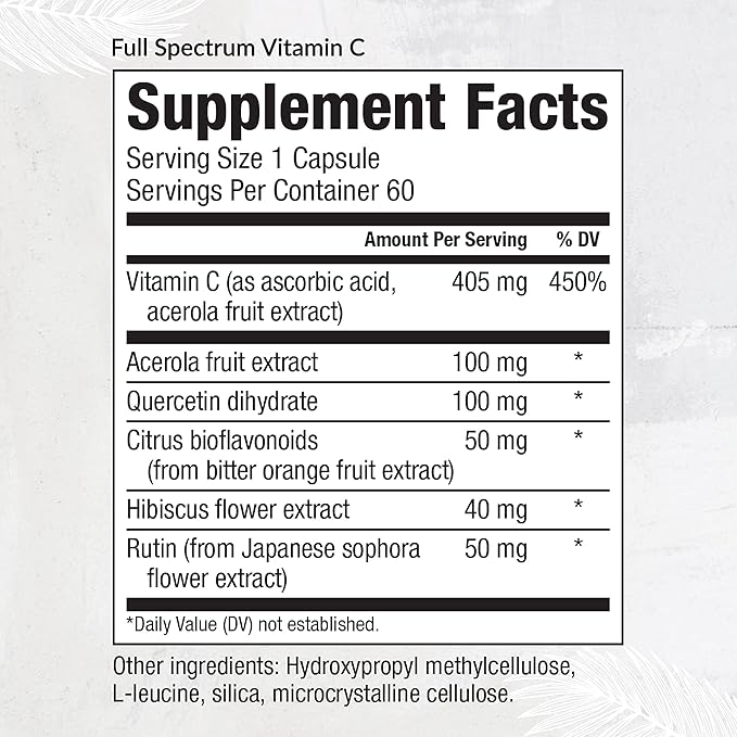 Equilife - Full Spectrum Vitamin C, Immune Support Supplement, Antioxidants Supplement, Promotes Promotes Long-Lasting Moisture in Skin, Helps Regulate Irritation Responses, Easy-to-Use (60 Capsules)