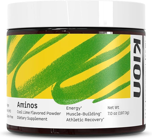 Kion Aminos Essential Amino Acids Supplement - Amino Acid Powder, Amino Energy Powder, Essential Energy Without Caffeine, Essential Amino Acids, BCAA EAA - 30 Servings, Cool Lime