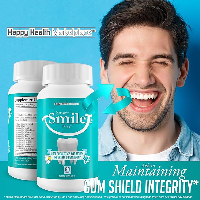 Smart Smile Pro - Our Best Oral Probiotics for Teeth and Gums - Oral Dental Probiotics - Probiotics for Teeth Health Supplement - Oral Probiotic Teeth Supplement - Probiotic Teeth Vitamins Supplements
