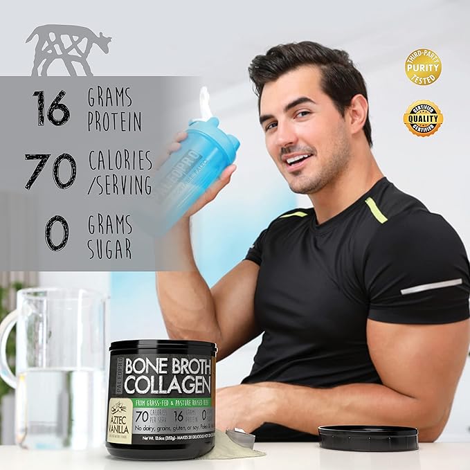 PaleoPro Bone Broth Collagen w/Turmeric Root (Ancient Cacao) Grass-Fed & Pastured Beef Collagen | Gluten Free, Dairy Free, No Sugar, Soy, Grains or Net Carbs |Paleo & Keto Friendly (20 Servings)