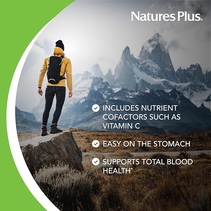 NaturesPlus Hema-Plex Iron - 30 Slow-Release Tablets, Pack of 3 - Total Blood Health - 85 mg Chelated Iron - With Vitamin C & Bioflavonoids - Non GMO, Vegetarian & Gluten Free - 90 Total Servings