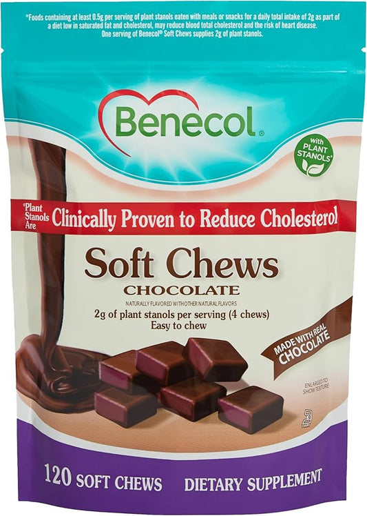Benecol® Soft Chews - Made with Clinically Proven Cholesterol-Lowering Plant Stanols - Cholesterol Management Supplement (120 Chocolate Chews)