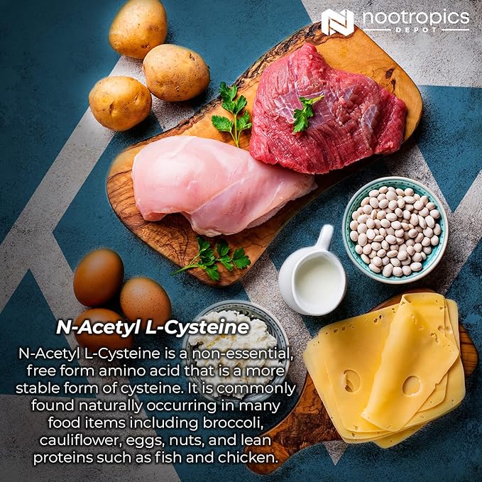Nootropics Depot N-Acetyl L-Cysteine Capsules | 500mg | NAC | 60 Count | Supports Healthy Liver Function | Cellular Health | Glutathione Levels | Healthy Oxidation Levels