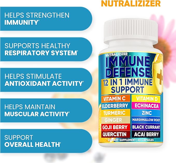 12 in 1 Premium Immune Defense Vitamins - Immune Supplement w/ Vitamin D3 5000 IU Vitamin С 1000mg Zinс 50mg - Luxe Choice for Premium Immune Support - With Echinacea Elderberry and Ginger - 120 Caps