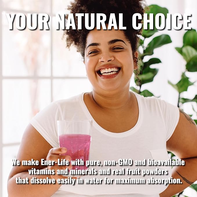 Ener-C Orange & Raspberry Multivitamin Drink Mix Powder Vitamin C 1000mg & Electrolytes with Real Fruit Juice Natural Energy & Immune Support for Women & Men - Non-GMO Vegan & Gluten Free - 60 Count