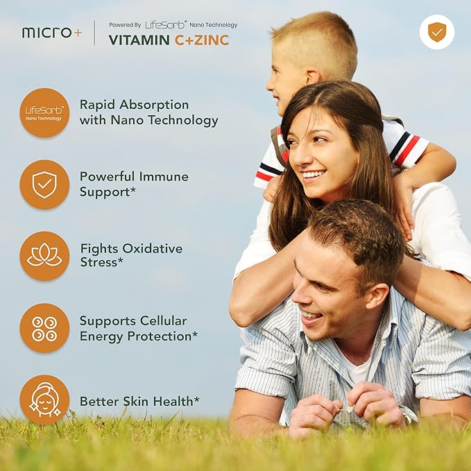 C&Zinc+ by Micro+ Advanced Immune Support Supplement – Vitamin C and Zinc with LifeSorb Nano-Technology for Enhanced Absorption