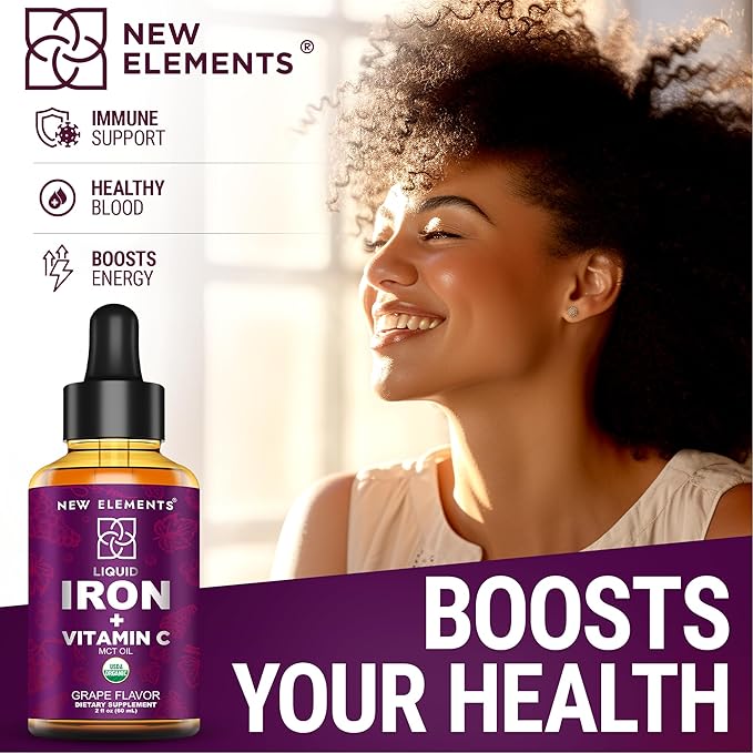 [2 𝐏𝐚𝐜𝐤] Liquid Iron Supplement for Women & Men with Vitamin C 50 mg and Iron 18 mg | Blood Builder for Anemia | Iron Drops | Blood Levels | Immune Support | Non-GMO | Vegan | Gluten-Free