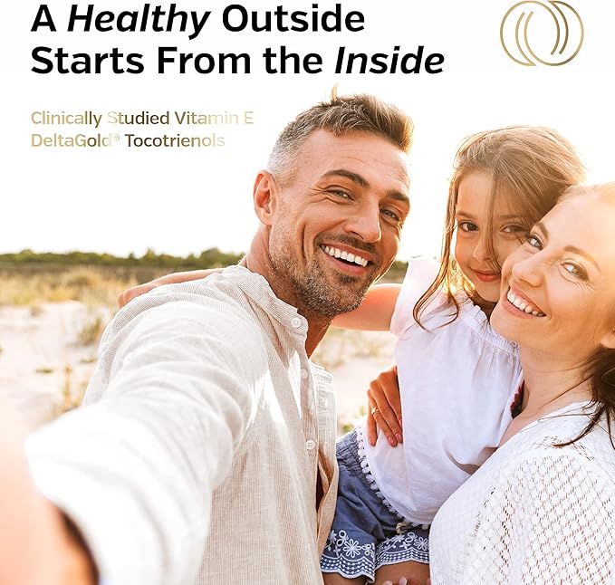 Sunergetic Premium Annatto Tocotrienol Supplement – with DeltaGold – Tocotrienols Vitamin E 300 mg – Supports Liver, Immune & Heart Health - Delta + Gamma Tocotrienols (60 Liquid Capsules)