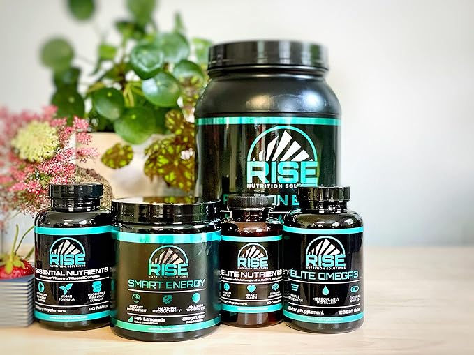 Rise Essential Nutrients with Vitamin A, Vitamin C, Vitamin B-12, Vitamin B12, Vitamin D-3, Vitamin E, Potassium and Magnesium Supplement | Vegan Formula for Men and Women