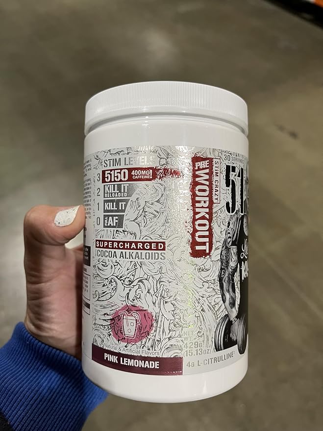5% Nutrition Rich Piana 5150 High Stim Pre-Workout Powder | Extreme Energy, Focus, Pumps & Endurance | 400 mg Caffeine, Citrulline, Beta Alanine, N-Acetyl L-Tyrosine | 30 Srvgs (Pink Lemonade)