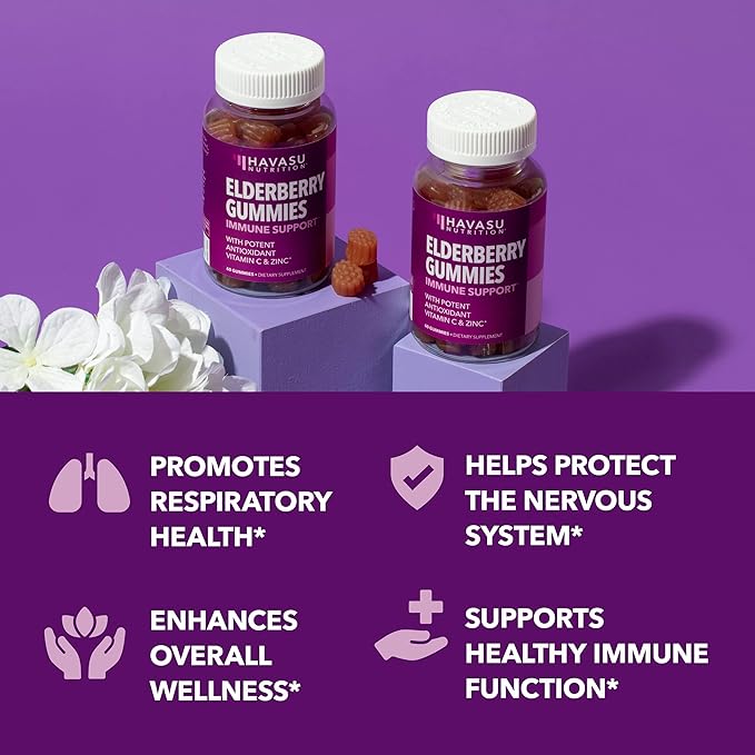 Sambucus Elderberry Gummies For Adults - Immune Support Gummies with Elderberry, Vitamin C and Zinc - Sambucus Elderberry Immune Support with Elderberry Extract - Berry-Flavored Gummies - Month Supply