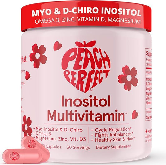 Inositol Multivitamin Capsules – Myo-Inositol & D-Chiro Inositol 40:1 Blend, Omega-3, Vitamin D3, Magnesium, Zinc – Supports Women’s Health, Mood, Energy, Inositol Supplement – 30 SVG