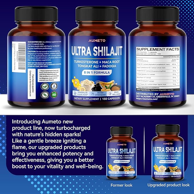 Himalayan Shilajit Supplement - Enhanced Formula with Turkesterone, Maca Root, Tongkat Ali, Fadogia - Rich in Trace Minerals & Fulvic Acid for Male Vitality