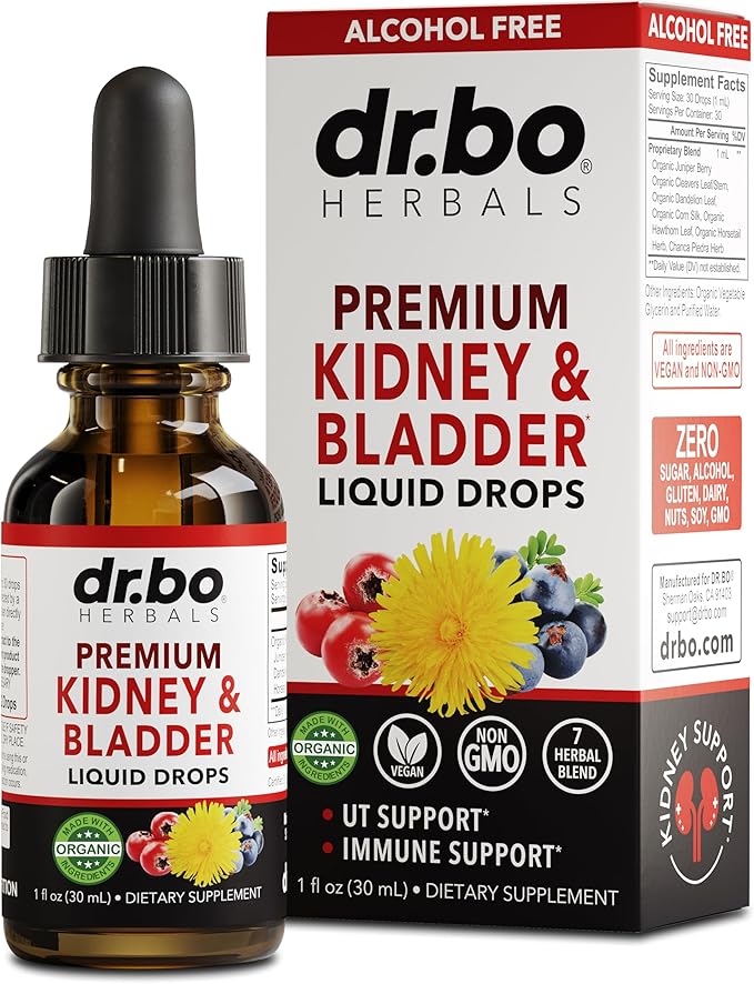 Kidney Support Supplement Bladder Health - Organic Kidney Bladder Supplements Drops Juniper Berry Cleavers Dandelion - Renal Kidney Cleanse Detox Urinary Tract Herbal Bladder Support Flush Kidneys 1oz
