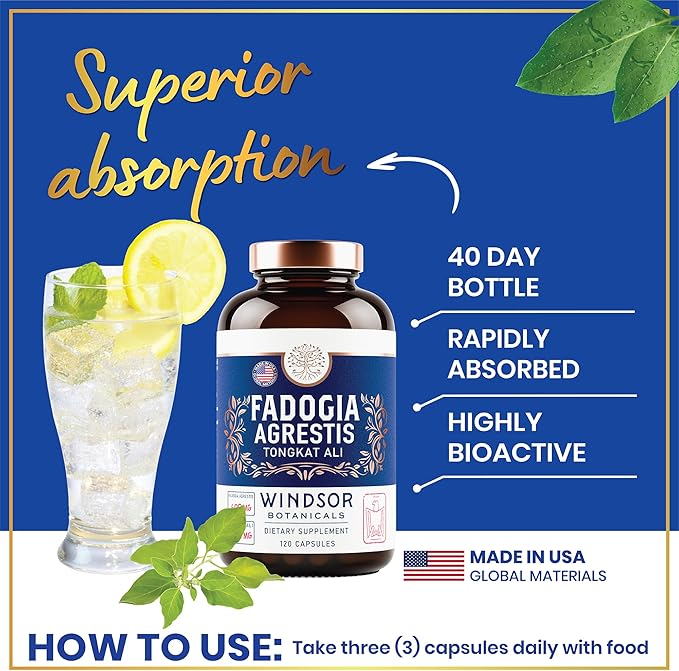 Fadogia Agrestis and Tongkat Ali Supplement - Fadogia Agrestis 600mg, 500mg Longjack Tongkat Ali for Men, Maca Root, Fenugreek, Ashwagandha, Saw Palmetto to Support Energy, Stamina, Vitality - 120Caps