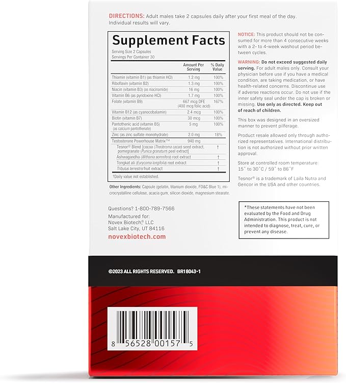 Novex Biotech TestroVax MAX – Daily Testosterone Multivitamin - Dietary Supplements for Boosting Testosterone and Increasing Strength, 60 Ct, 30-Day Supply