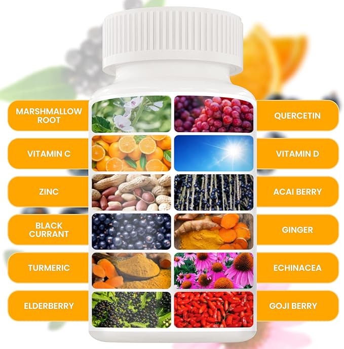 12 in 1 Premium Immune Defense Vitamins - Immune Supplement w/ Vitamin D3 5000 IU Vitamin С 1000mg Zinс 50mg - Luxe Choice for Premium Immune Support - With Echinacea Elderberry and Ginger - 120 Caps
