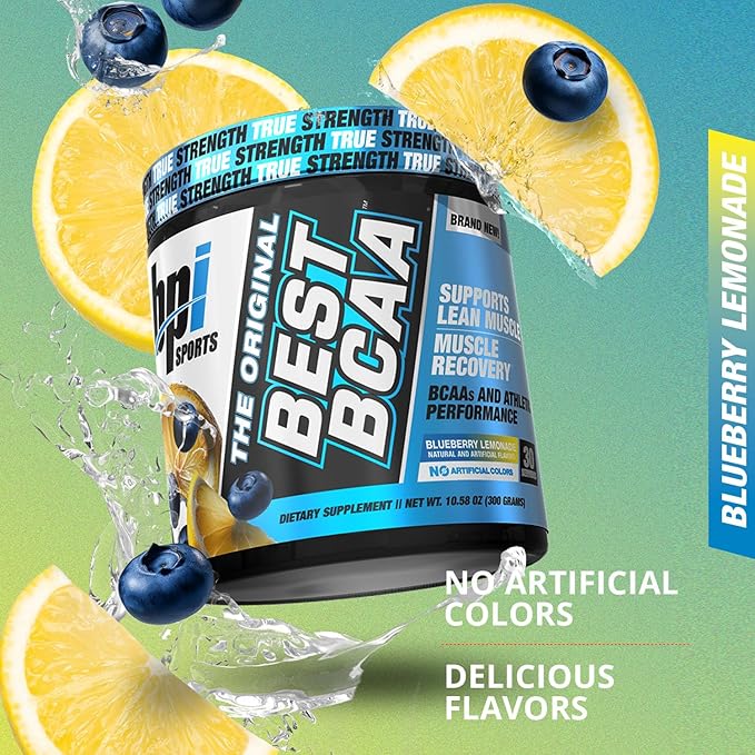BPI Sports Best BCAA - BCAA Powder - Branched Chain Amino Acids - Muscle Recovery - Muscle Protein Synthesis - Improved Performance – Hydration – Blueberry Lemonade - 35 Servings - 12.34 oz
