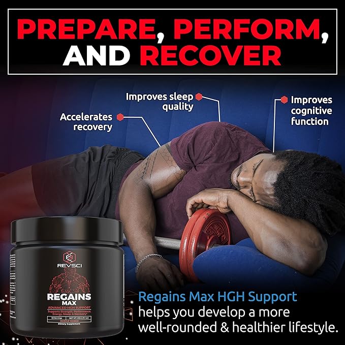 HGH Supplements for Men & Women, REVSCI Regains Max Amino Acids Supplement, Post Workout Recovery Powder, Anabolic Muscle Recovery & Muscle Builder for Men, HGH Human Growth Hormone Booster Supplement